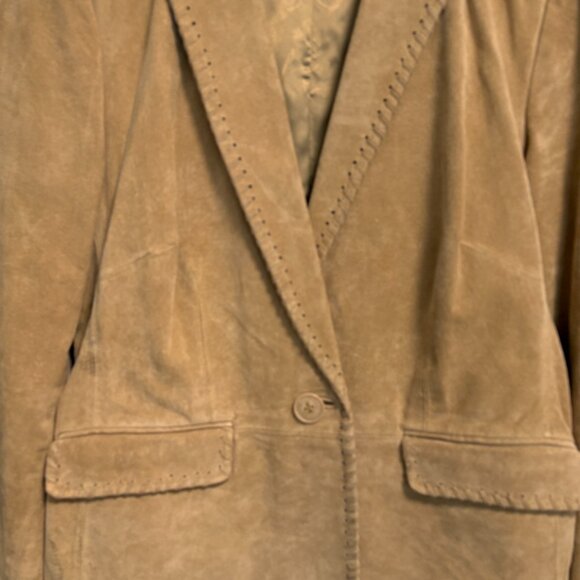 Vintage Beige 100% Suede Women's Blazer - Picture 3 of 6